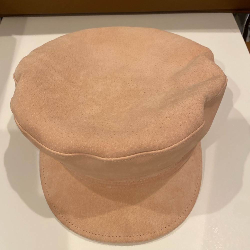 NEW Olive & Pique genuine leather suede newsboy - cabbie hat size 7!